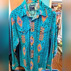 Mens Vintage 80s Wrangler Button Up